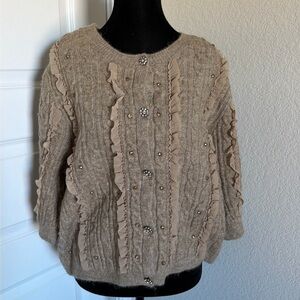 Sweater, button with rhinestone buttons and embellishments
